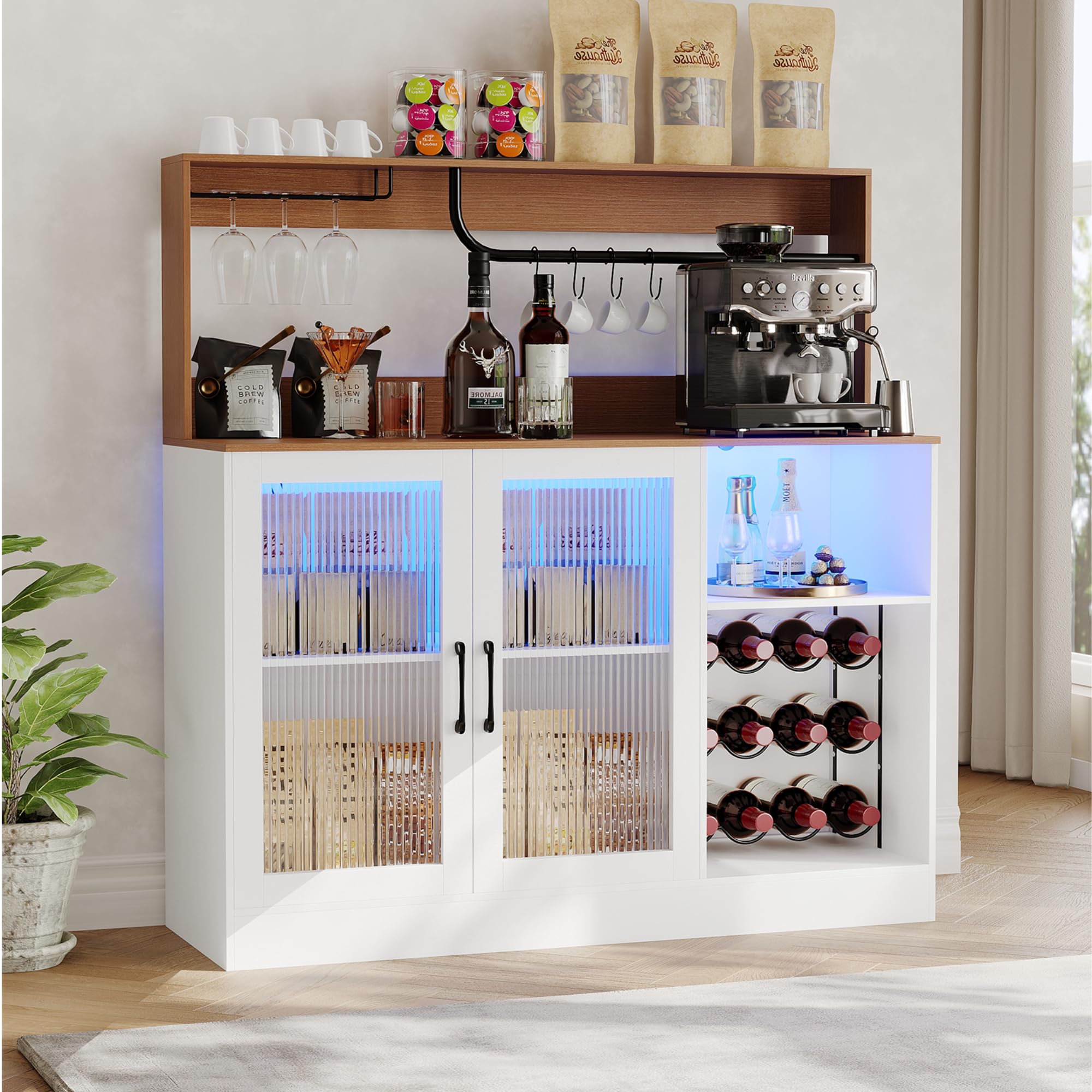 Home Bar Setup - Винный барный шкаф с LED-подсветкой, держателем
