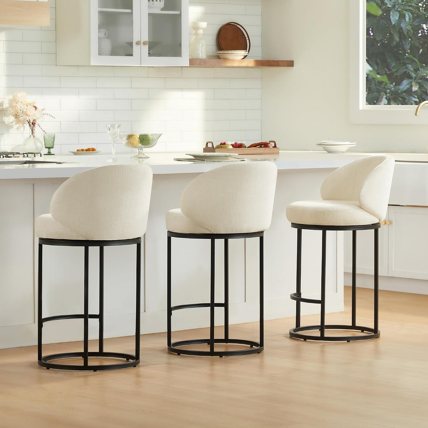Home Bar Stools - Набор из 3-х обитых тканью вращающихся