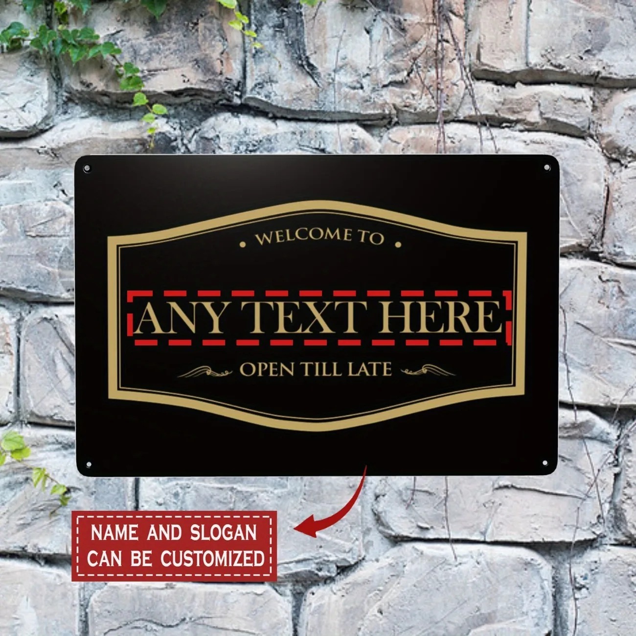 Home Bar Signs - CIFbuy Персонализированная 2D плоская золотисто-черная металлическая